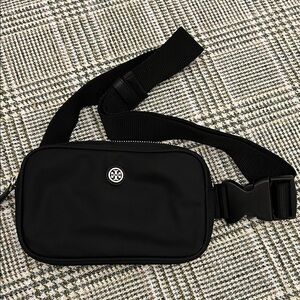 Tory Burch Black Nylon Belt Bag with Logo Medallion